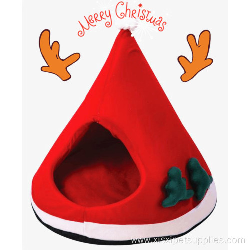 Christmas Foldable Pet bed Hat Indoor Cat House